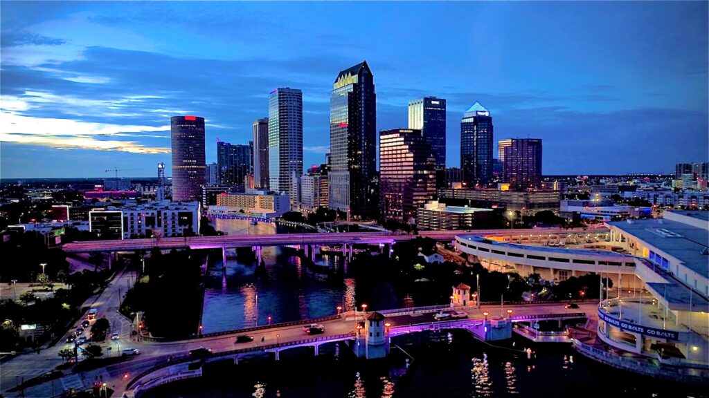 Tampa skyline dusk view